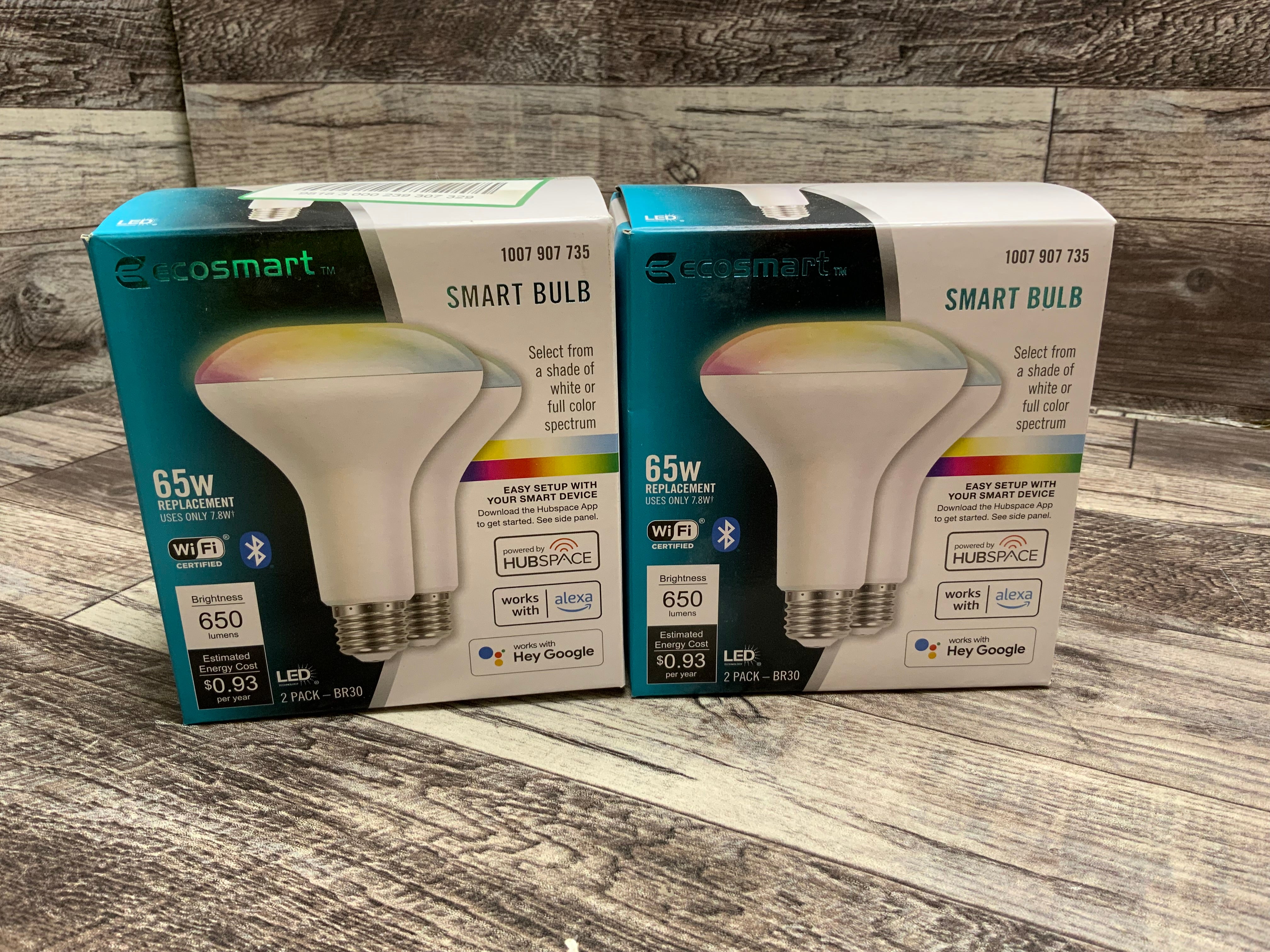 EcoSmart 65-Watt Smart BR30 LED Light Bulb Wifi Capable (Lot Of 2, 4 Bulbs) (8135958757614)